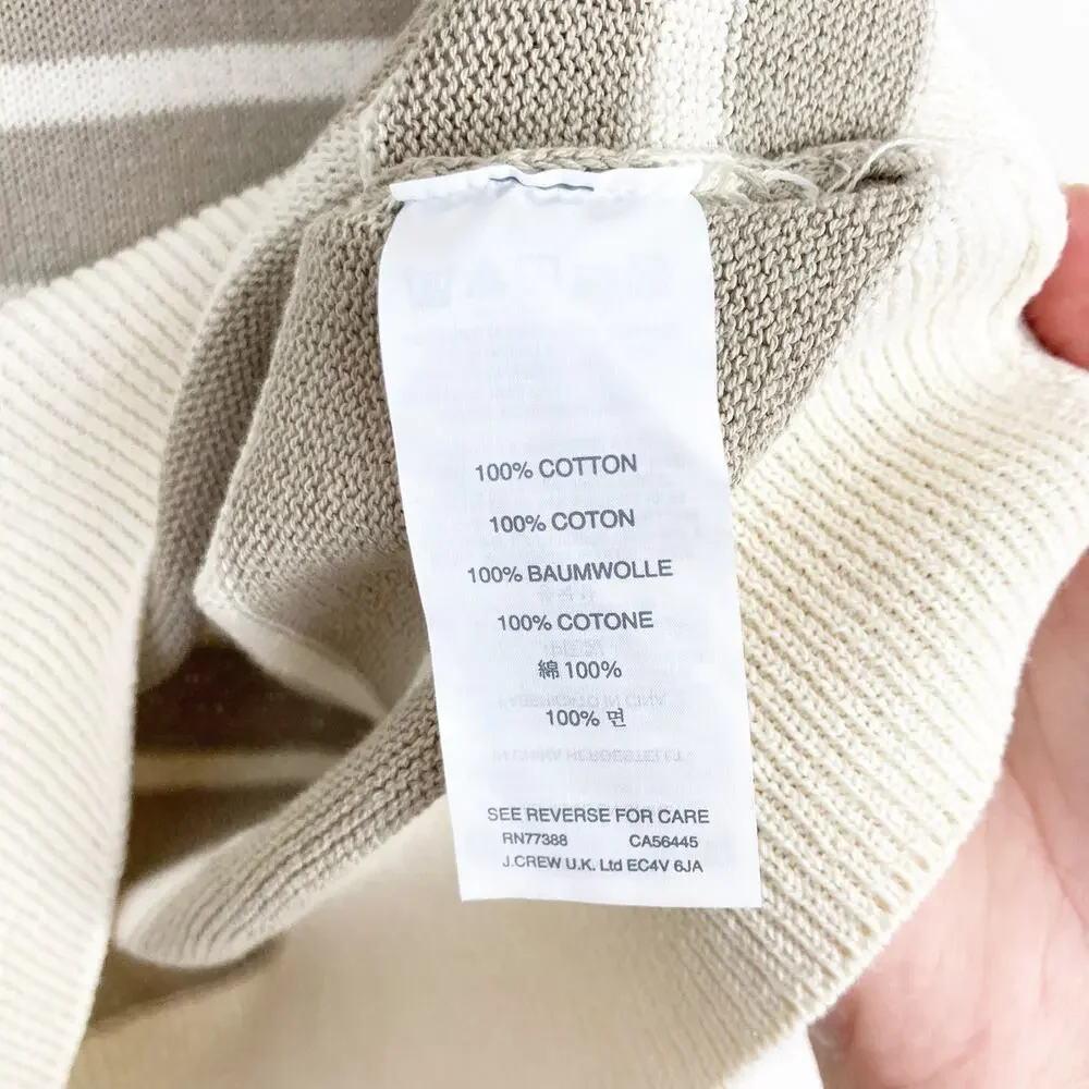J. Crew Tan White Striped Sweater Sz L
